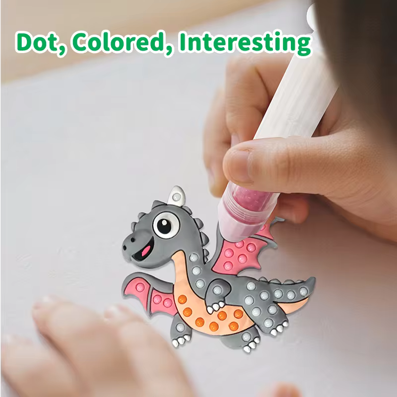 DIY Creative Beads Pen Toys, Handmade Dinosaur & Fruit Craft , Make Your Own Keychains & Stickers, Art Toy Gift for Boys Girls