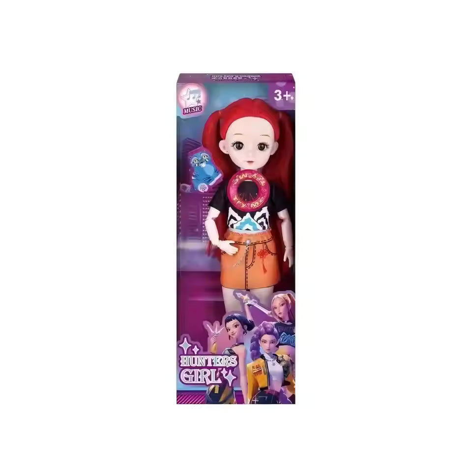 2026-Cute Doll Wearing KPop Witch Huntress Costume 3D Eyes Music-Playing Toy with Movable Joints for Girls And Boys
