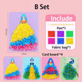 Puzzle Puncture Painting Card Boards Poke Sets For Kids Girls DIY Dress Up Princess Hedgehog Peacock Fabric Poking Art Craft