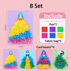 Puzzle Puncture Painting Card Boards Poke Sets For Kids Girls DIY Dress Up Princess Hedgehog Peacock Fabric Poking Art Craft