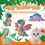 DIY Creative Beads Pen Toys, Handmade Dinosaur & Fruit Craft , Make Your Own Keychains & Stickers, Art Toy Gift for Boys Girls