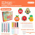 DIY Creative Beads Pen Toys, Handmade Dinosaur & Fruit Craft , Make Your Own Keychains & Stickers, Art Toy Gift for Boys Girls