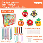 DIY Creative Beads Pen Toys, Handmade Dinosaur & Fruit Craft , Make Your Own Keychains & Stickers, Art Toy Gift for Boys Girls