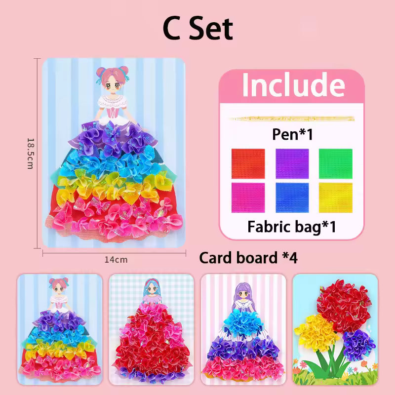 Puzzle Puncture Painting Card Boards Poke Sets For Kids Girls DIY Dress Up Princess Hedgehog Peacock Fabric Poking Art Craft