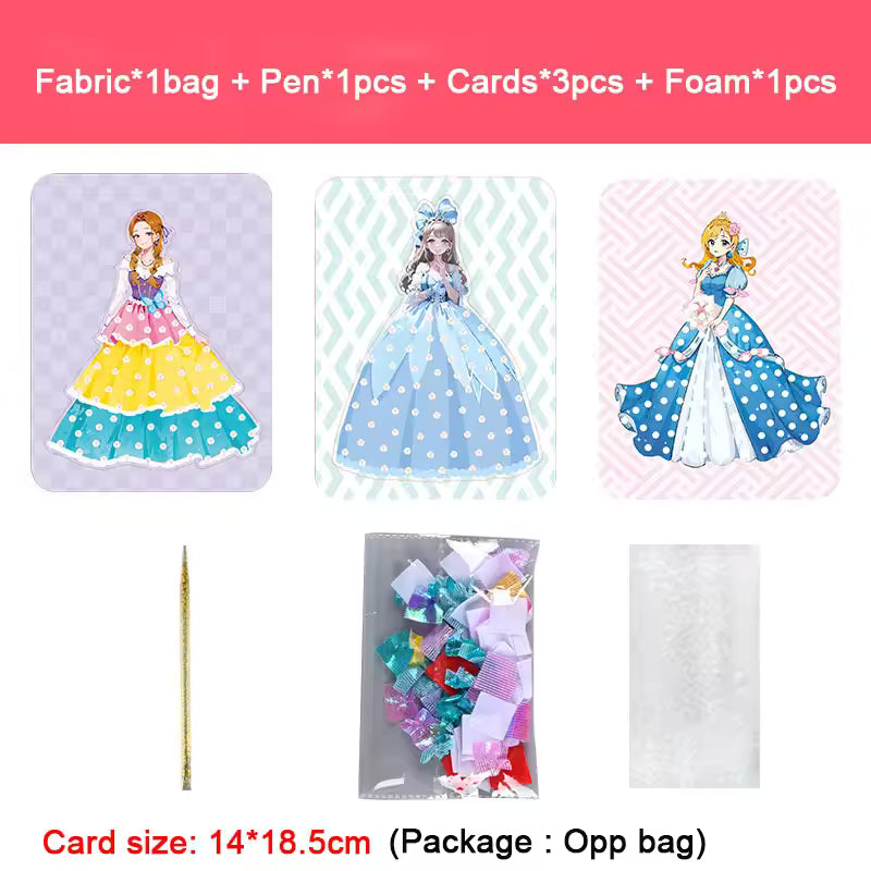 Puzzle Puncture Painting Card Boards Poke Sets For Kids Girls DIY Dress Up Princess Hedgehog Peacock Fabric Poking Art Craft