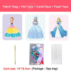Puzzle Puncture Painting Card Boards Poke Sets For Kids Girls DIY Dress Up Princess Hedgehog Peacock Fabric Poking Art Craft